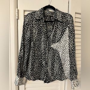 Maje black & white star blouse - size 2 (medium)
